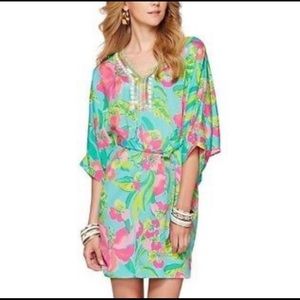 Lily Pulitzer Beaded Floral Caftan Dress